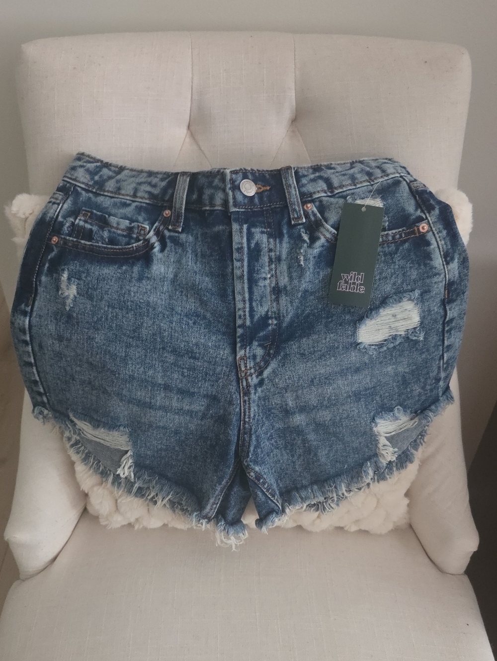 Wild fable Distressed High-Rise Denim Shorts in Blue